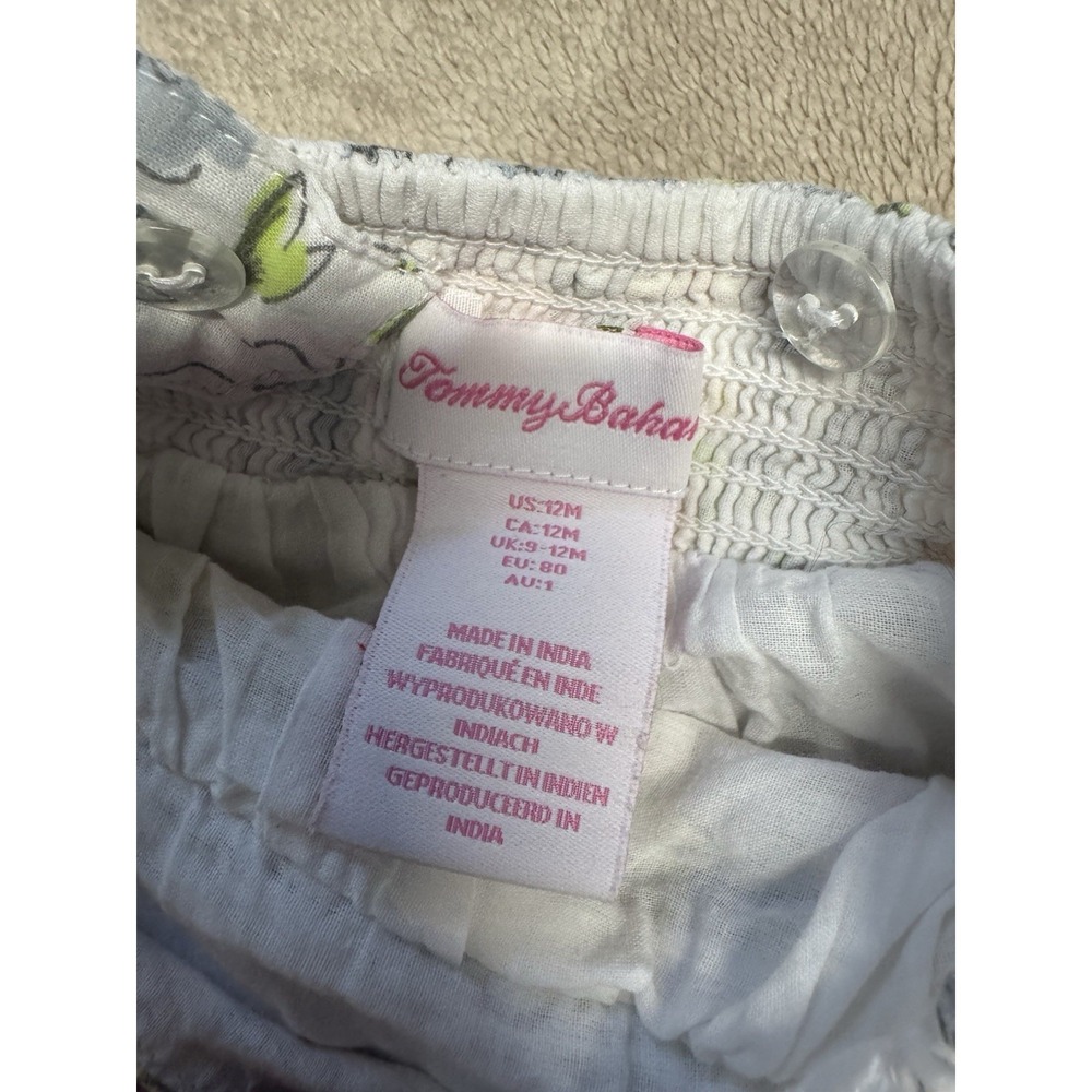 Tommy Bahama Baby Girl Dress Set 12M Floral Lace Tiered Blue Polka Dot Eyelet - Picture 6 of 12